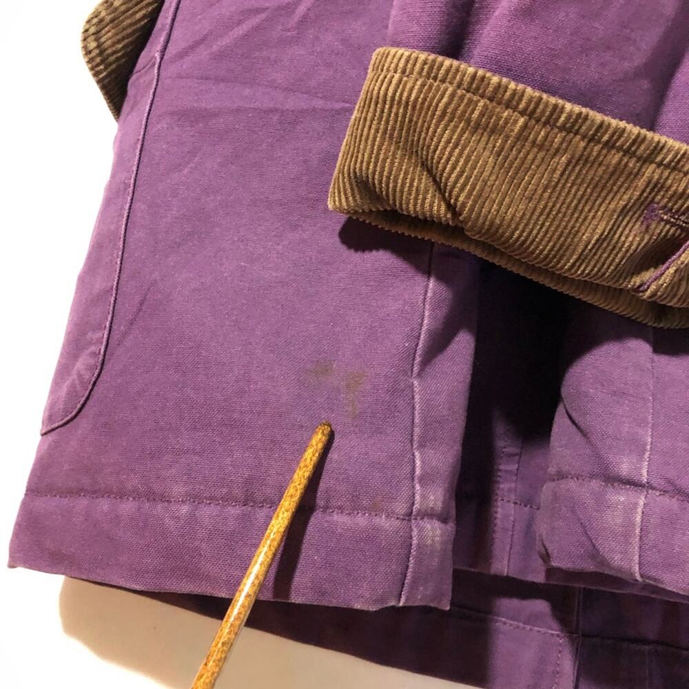 LL Bean womens plum purple quilted chore barn coat L corduroy trim 267097 lined - Picture 15 of 16